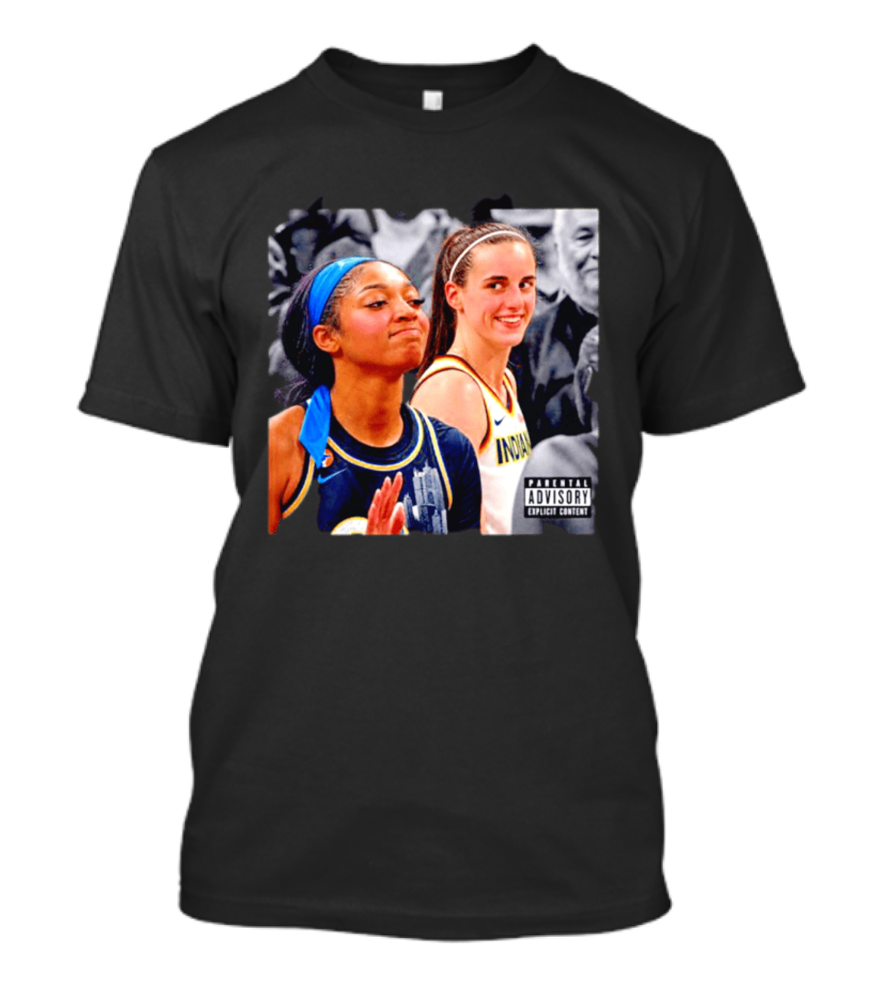 Caitlin Clark Angel Reese Parental Advisory Explicit Content T-Shirt