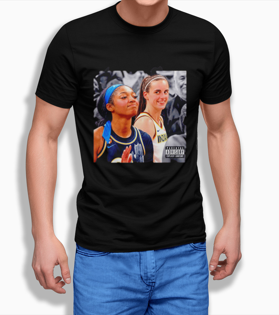 Caitlin Clark Angel Reese Parental Advisory Explicit Content T-Shirt