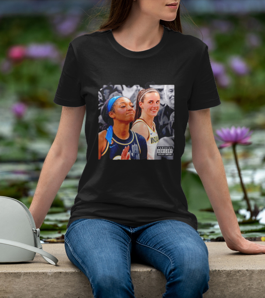 Caitlin Clark Angel Reese Parental Advisory Explicit Content T-Shirt