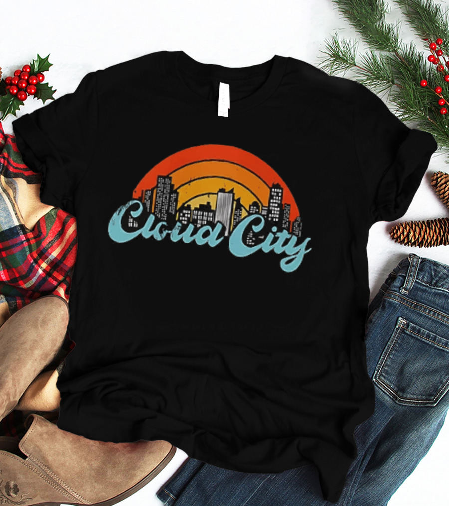 Cloud City Ganja White Night Skyline Retro Vibes T-Shirt