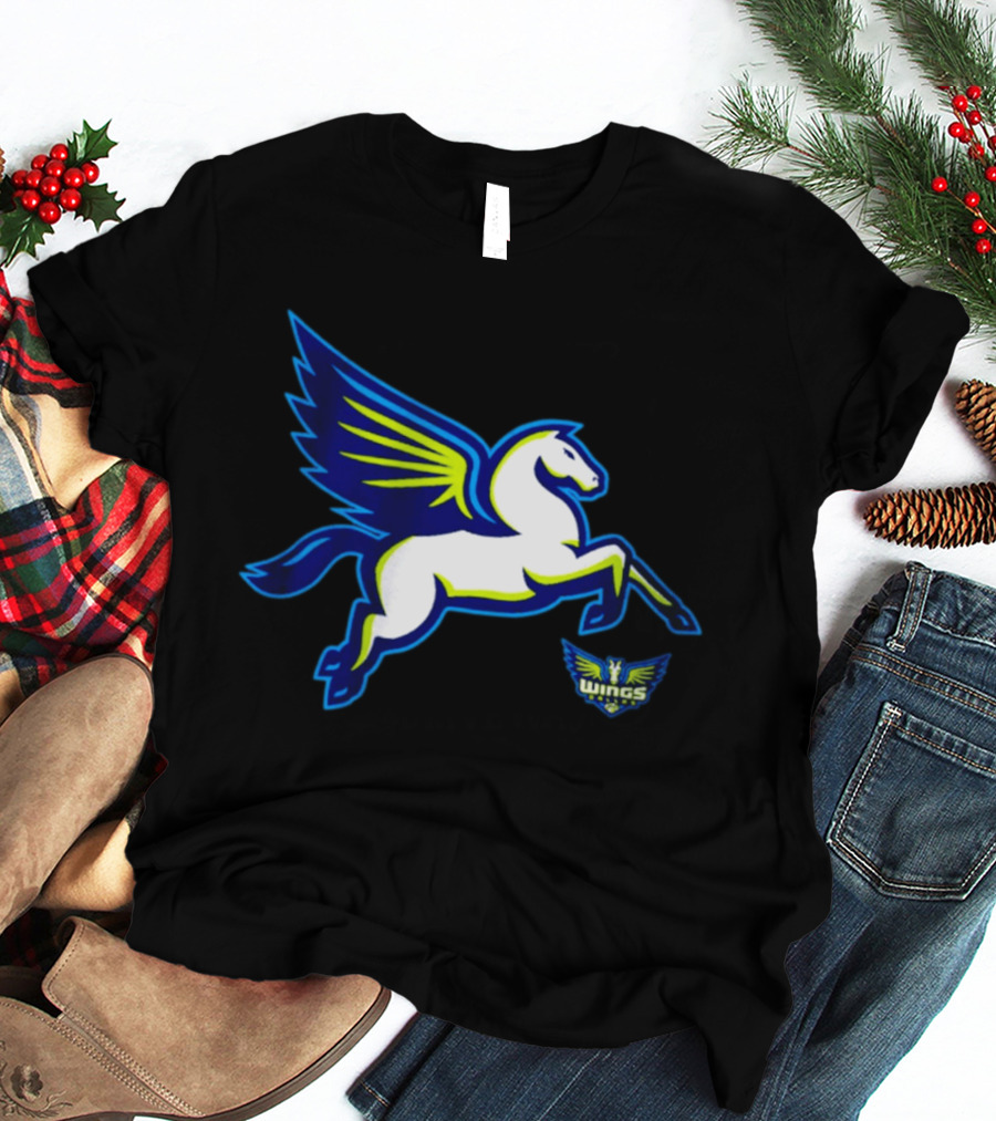 Dallas Wings Pegasus Bold Icon Blue Green T-Shirt