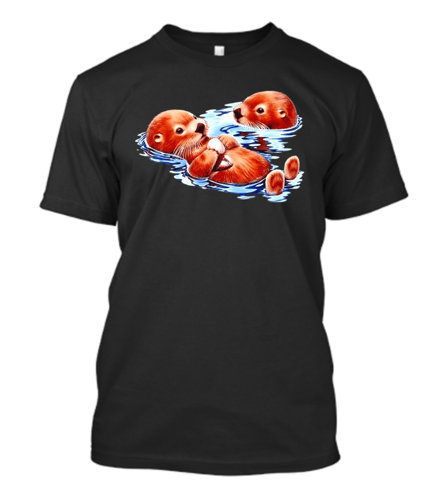 Otters Go With The Flow Cute Playful Swimming Pair T-Shirt