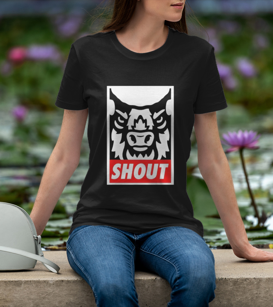 Shout Buffalo Bison Stylized Face T-Shirt