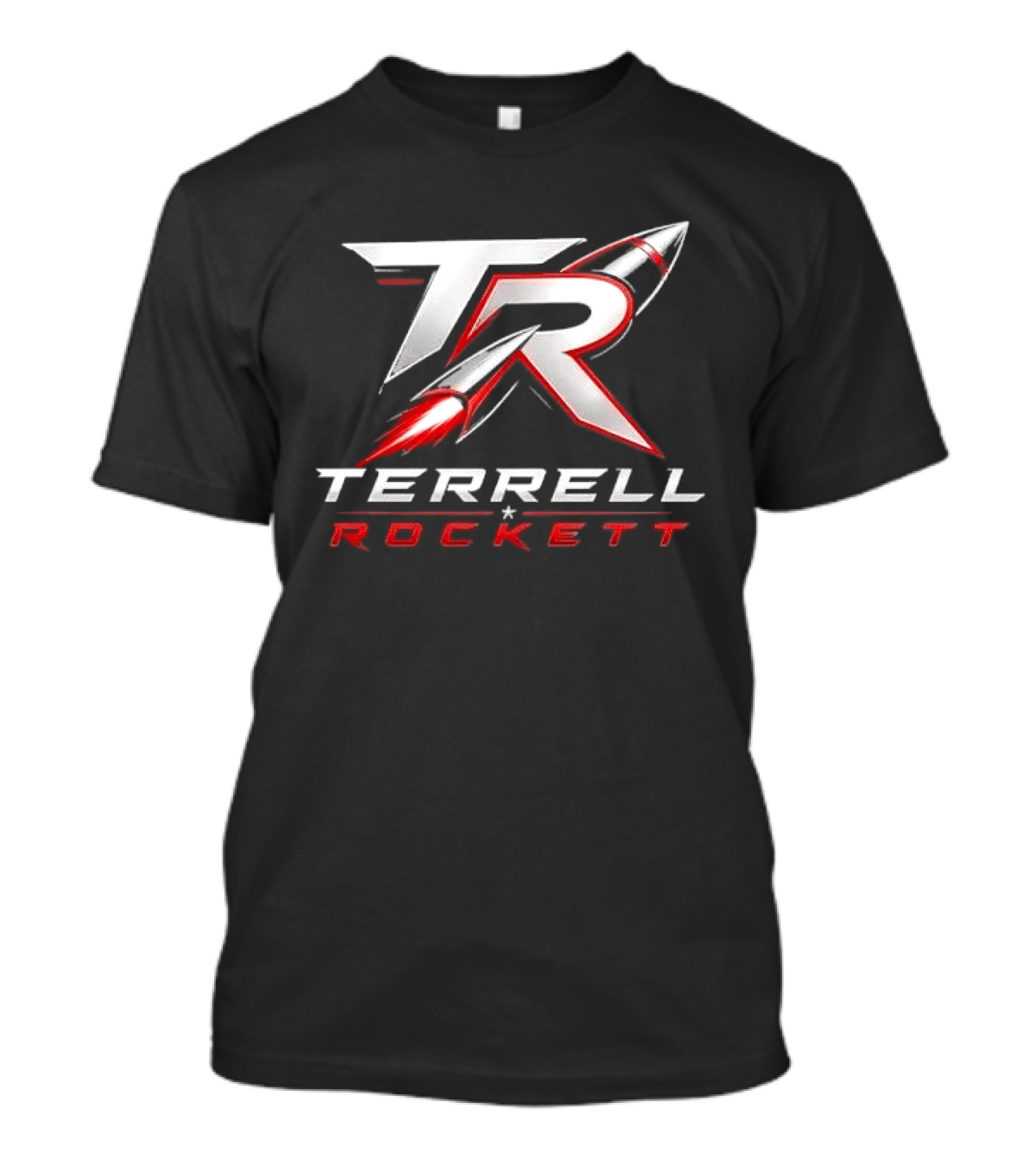 Terrell Rockett Silver Metallic Monogram TR Rocket Terrell Rockett T-Shirt