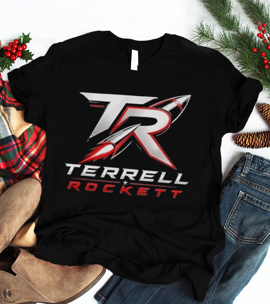 Terrell Rockett Silver Metallic Monogram TR Rocket Terrell Rockett T-Shirt