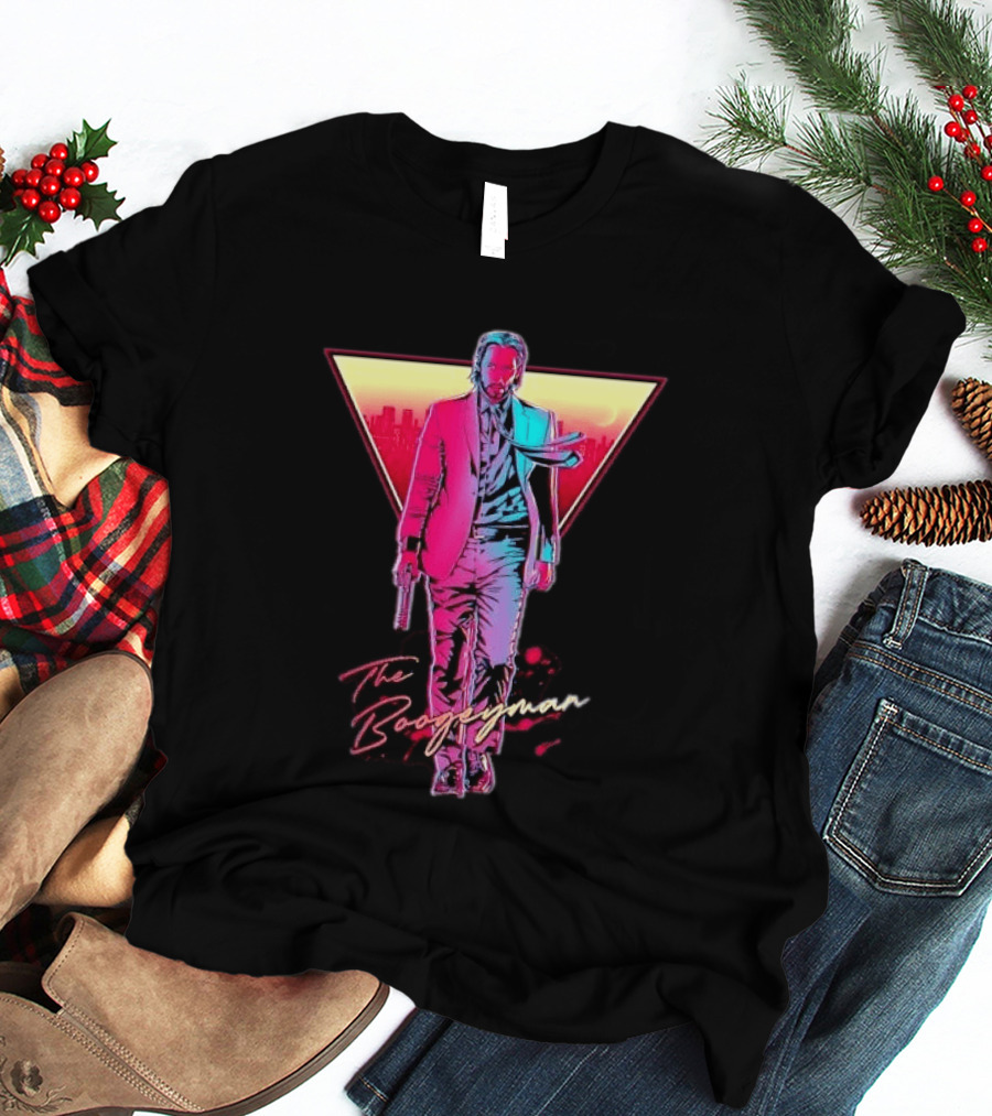 The Boogeyman John Wick Neon Triangle Sunset Walking Gun T-Shirt