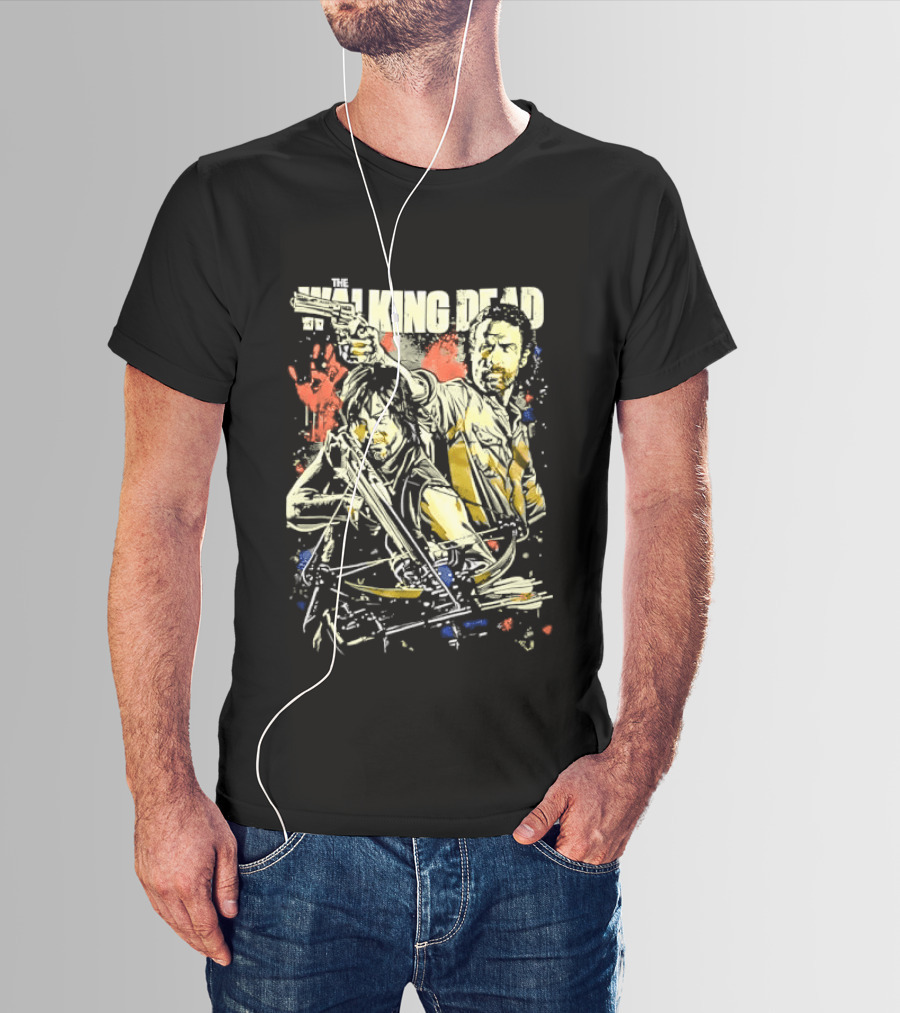 The Walking Dead Rick Grimes Daryl Dixon Crossbow T-Shirt