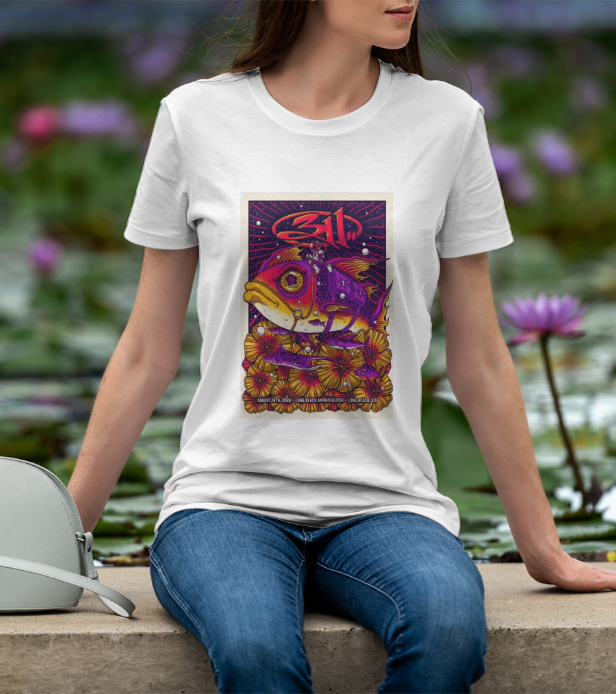 311 August 18 2026 Long Beach Amphitheater CA Psychedelic Fish And Astronaut T-Shirt