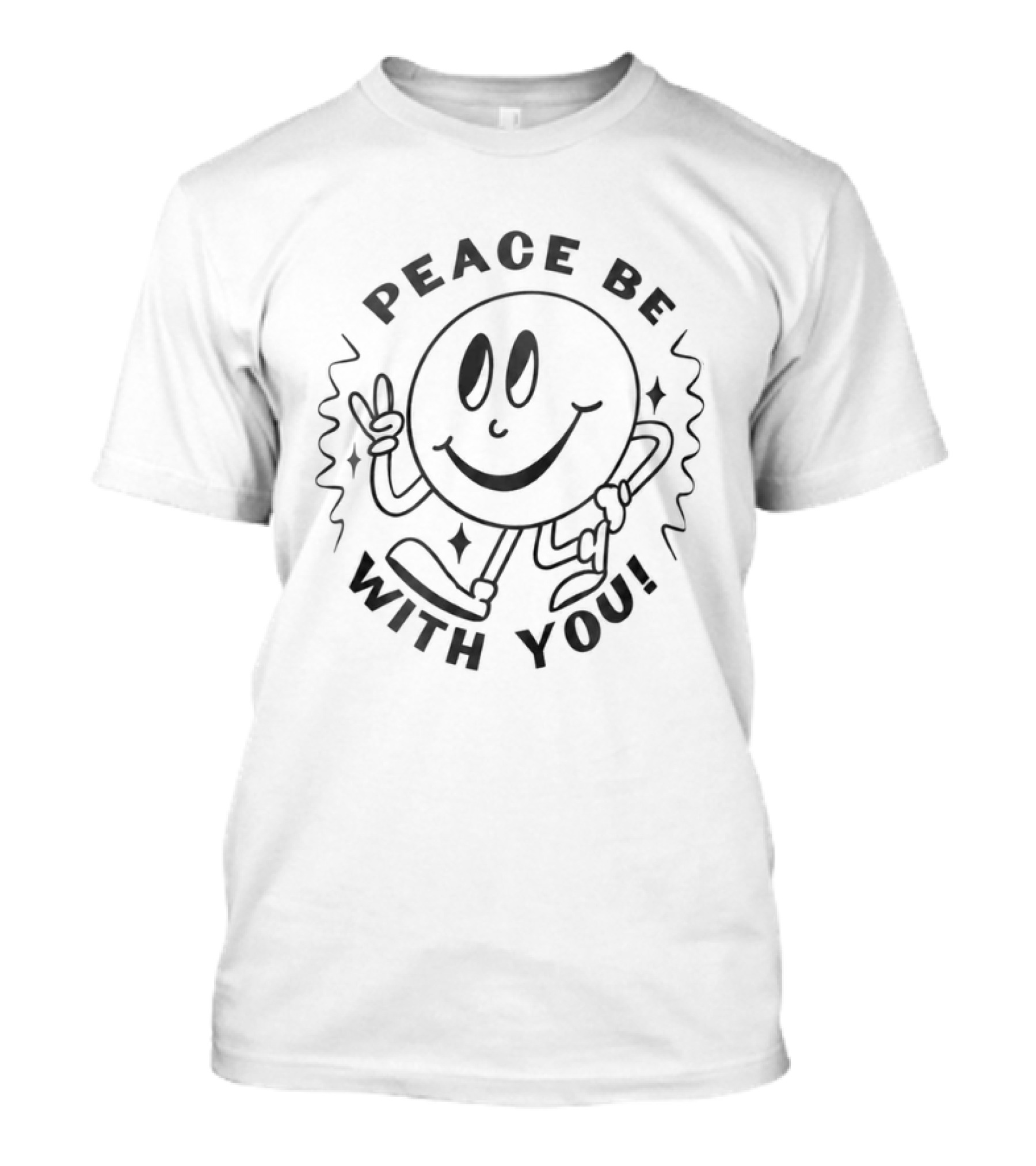 Ben Brown Peace Be With You Smiley Face Peace Sign T-Shirt