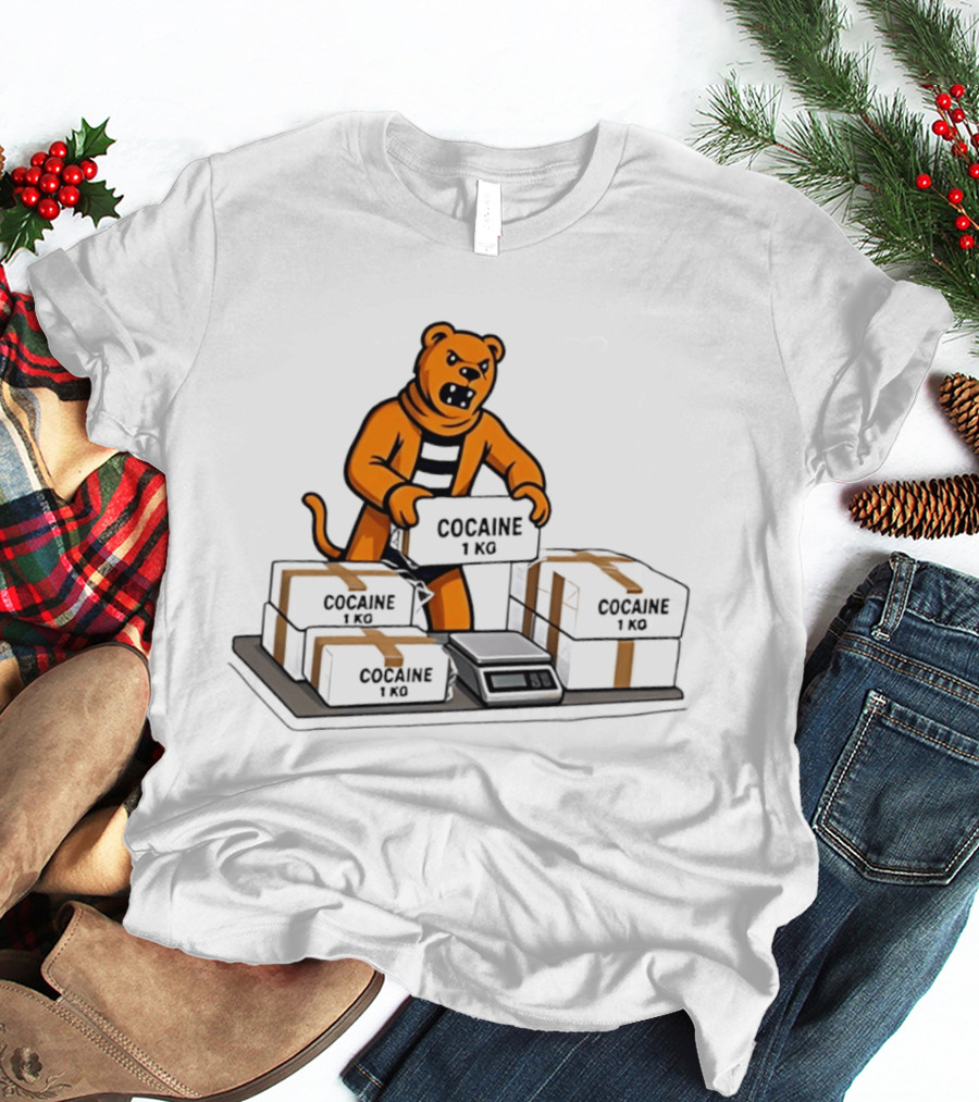 Cocaine 1 Kg Cartoon Orange Tiger Packages Scale T-Shirt