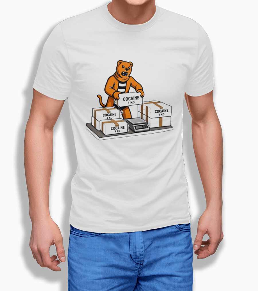 Cocaine 1 Kg Cartoon Orange Tiger Packages Scale T-Shirt