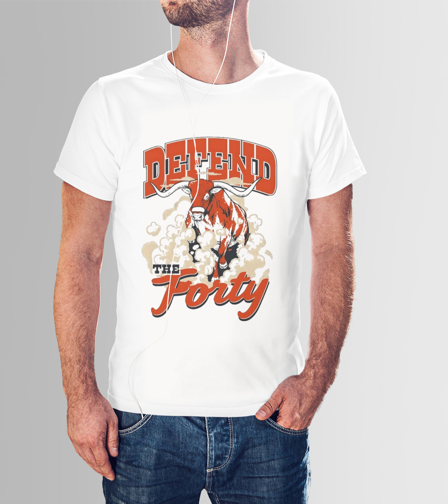 Defend The Forty Longhorn Bull Dust Clouds Halftone T-Shirt
