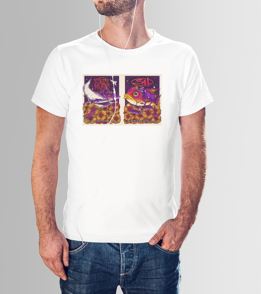 Dirty Heads 311 August 18 2026 Long Beach Amphitheater California Concert Art Colorful Fish Flowers T-Shirt