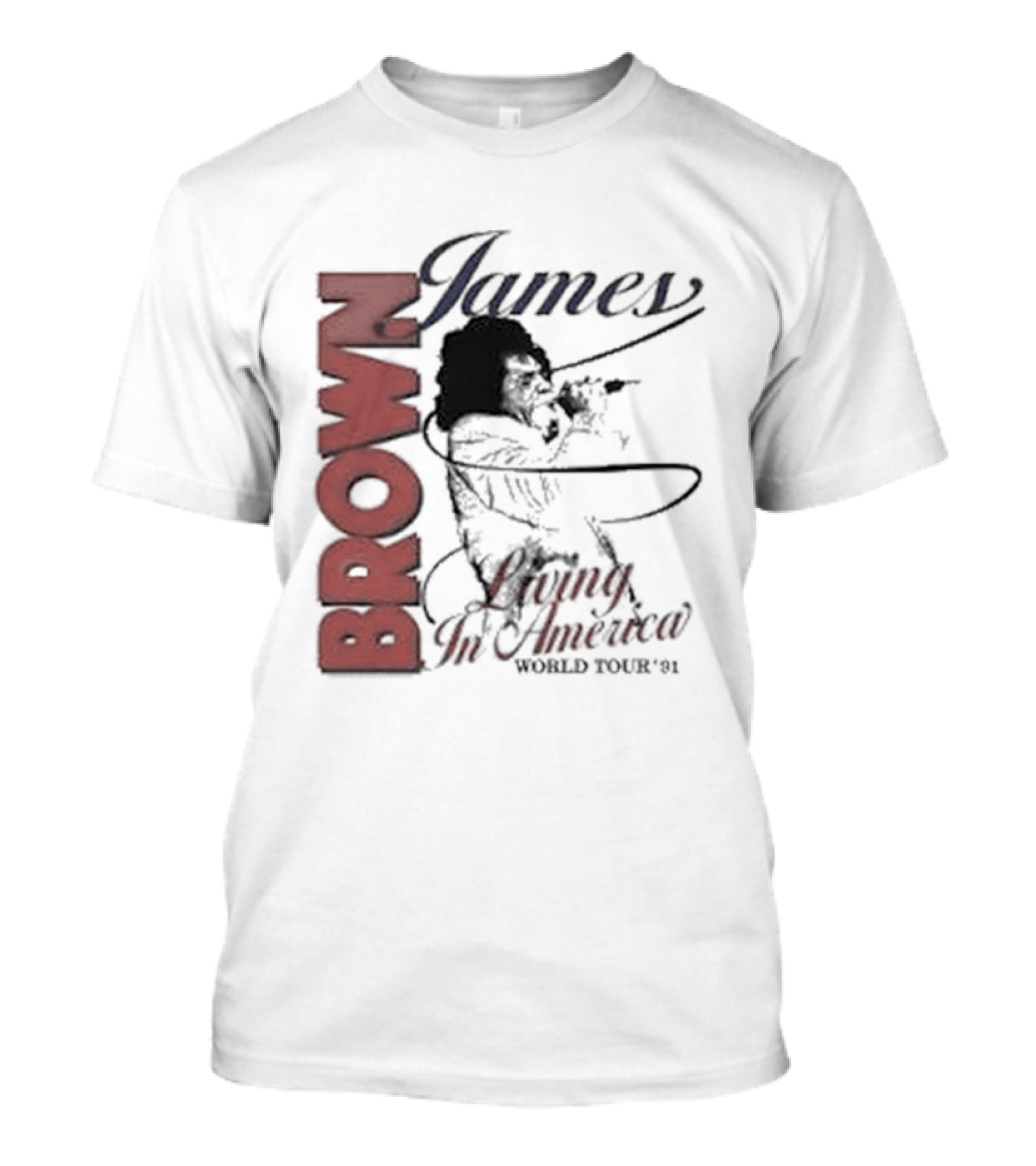 James Brown Living In America World Tour 1980s Retro Music Legend T-Shirt