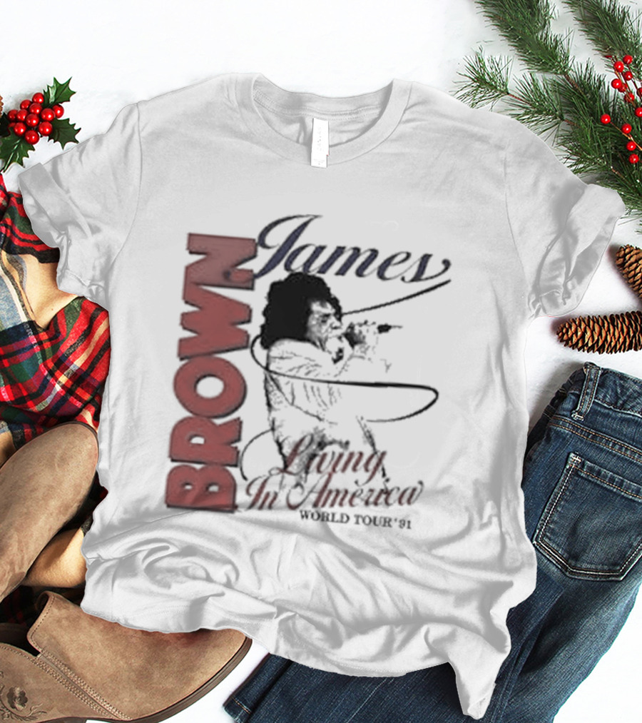 James Brown Living In America World Tour 1980s Retro Music Legend T-Shirt