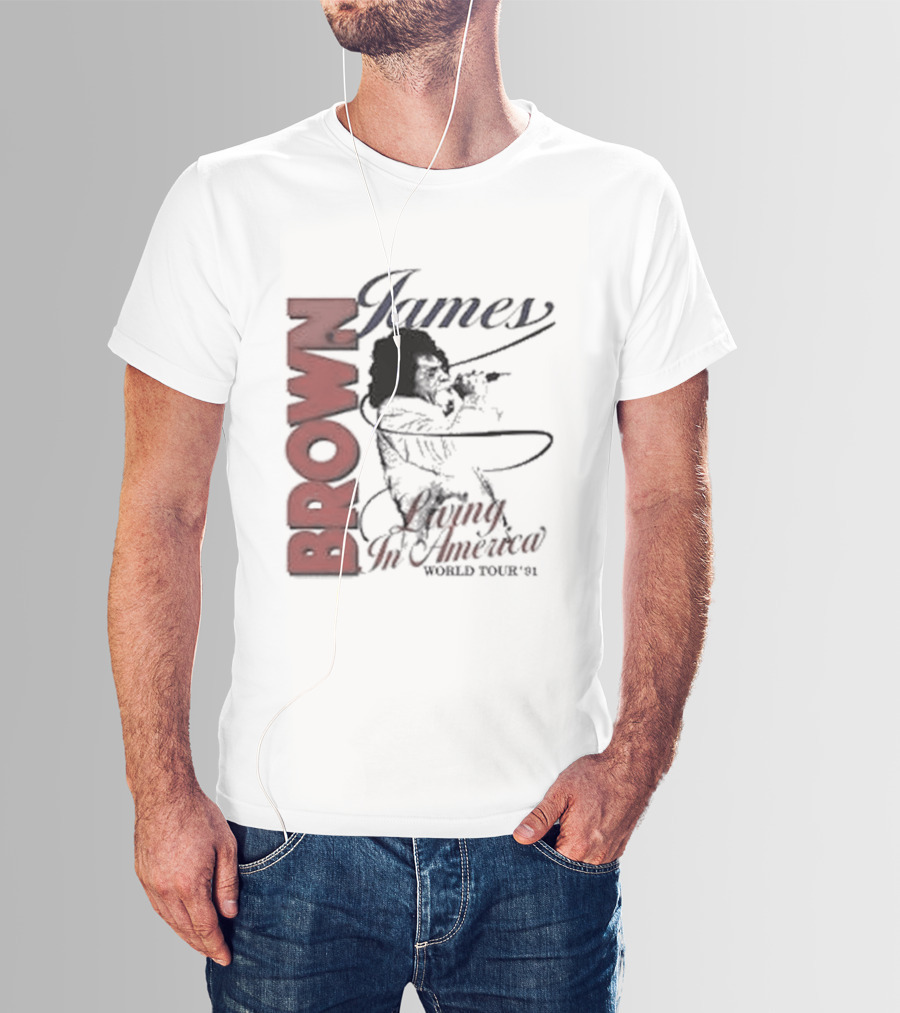 James Brown Living In America World Tour 1980s Retro Music Legend T-Shirt