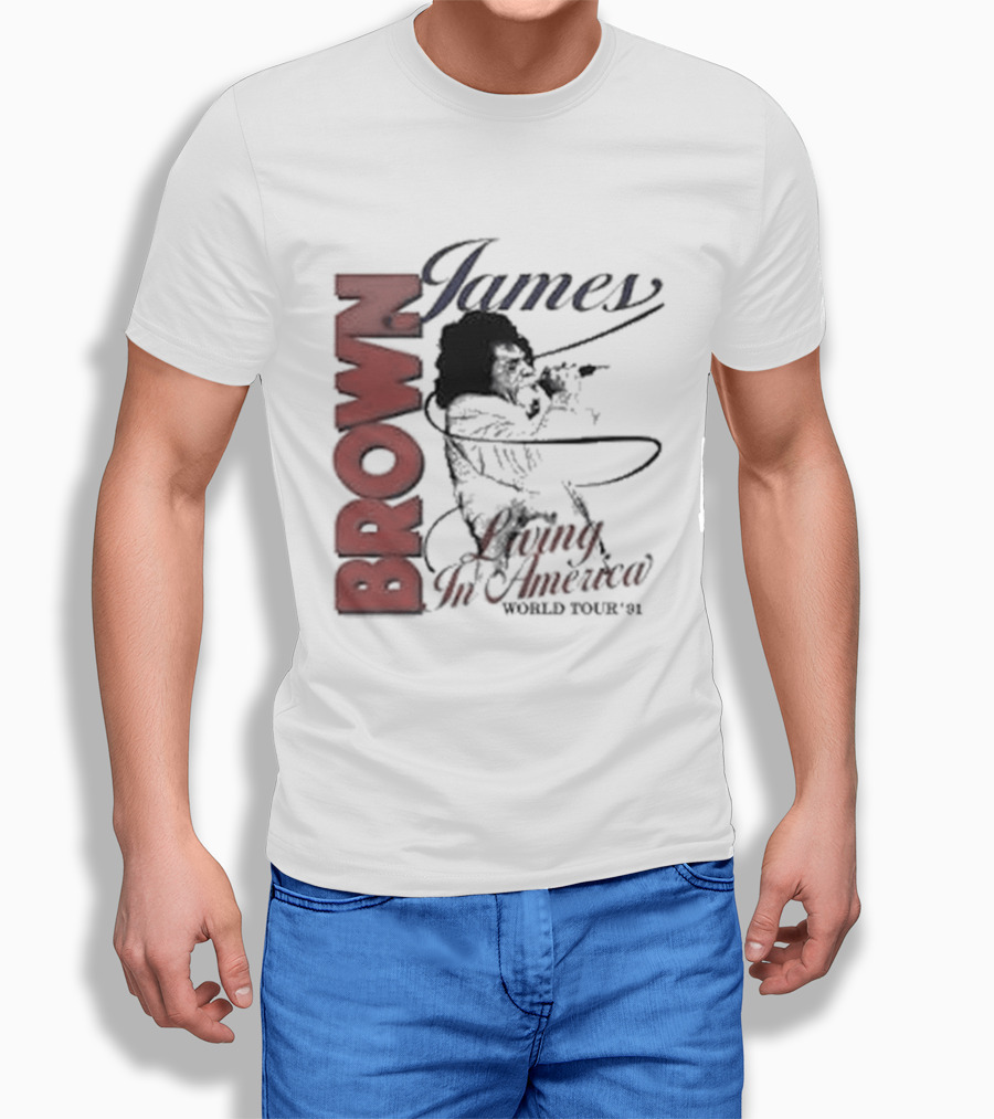 James Brown Living In America World Tour 1980s Retro Music Legend T-Shirt