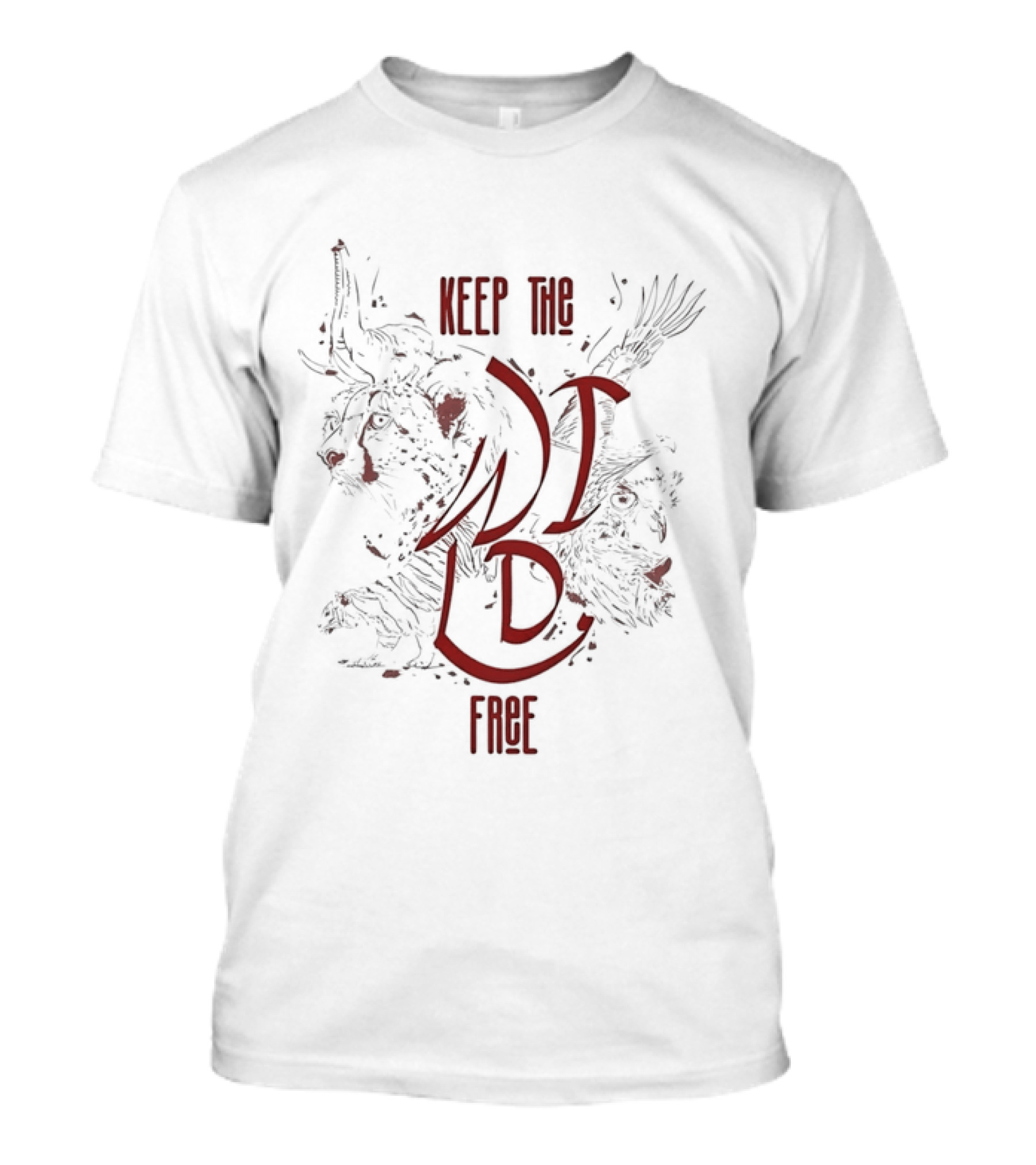 Keep The Wild Free Cheetah Elephant Eagle Wildlife Conservation T-Shirt