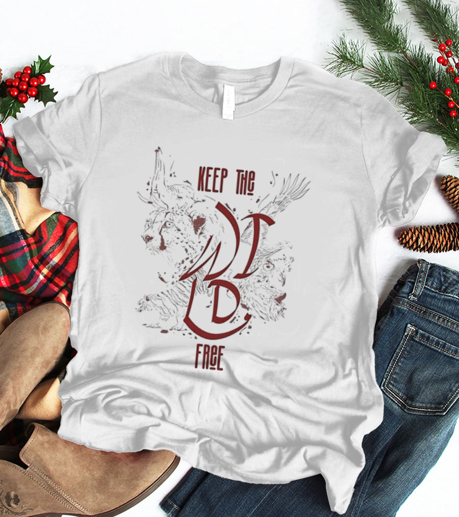 Keep The Wild Free Cheetah Elephant Eagle Wildlife Conservation T-Shirt