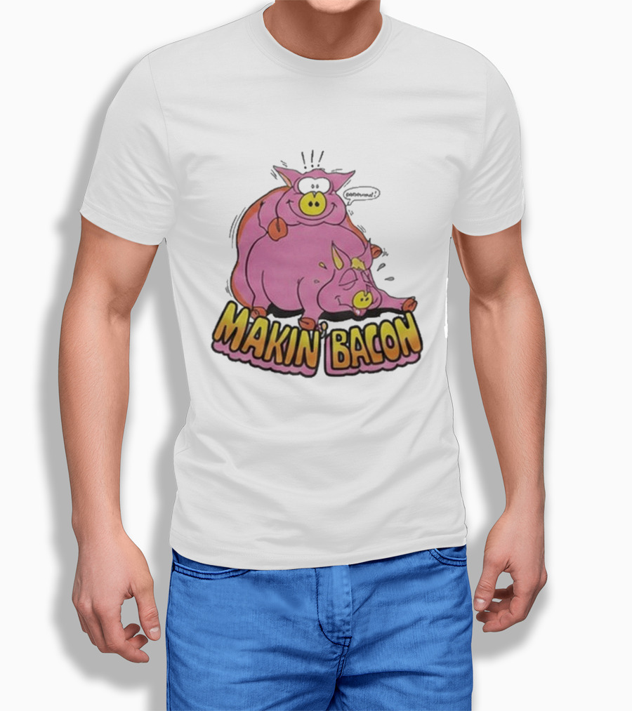 Makin Bacon Pig Cartoon Humor Trending T-Shirt