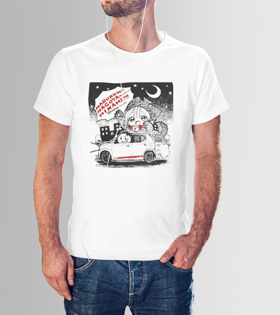 Marukoshi Nagoya Minami Kanakoji Tomori Angry Driver Hatchback Car Manga Style Night Scene T-Shirt