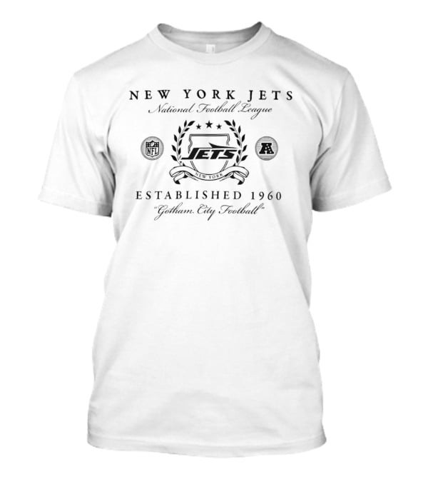 New York Jets National Football League Established 1960 Gotham City Football Crest Shield Laurel Wreath T-Shirt