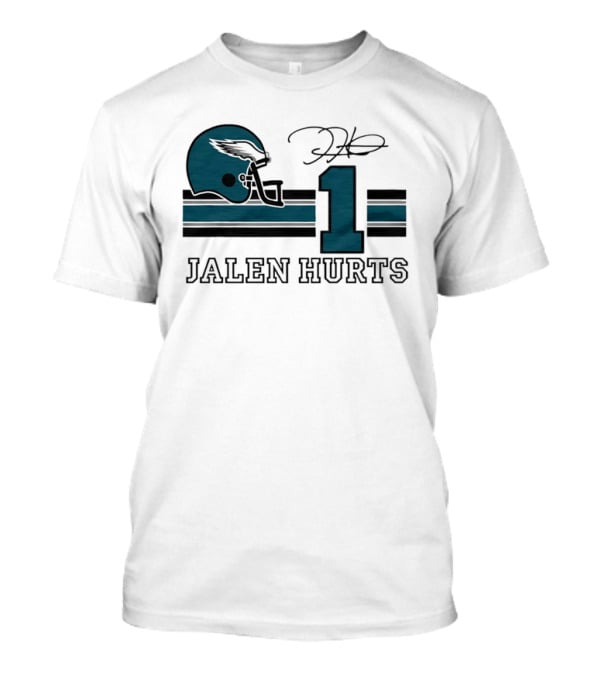 Philadelphia Eagles Jalen Hurts Helmet Number 1 Signature T-Shirt
