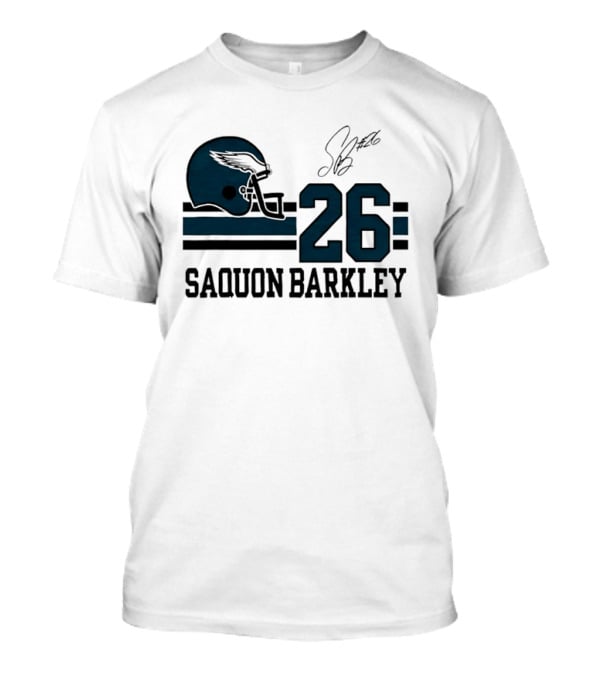 Philadelphia Eagles Saquon Barkley Helmet 26 Signature T-Shirt