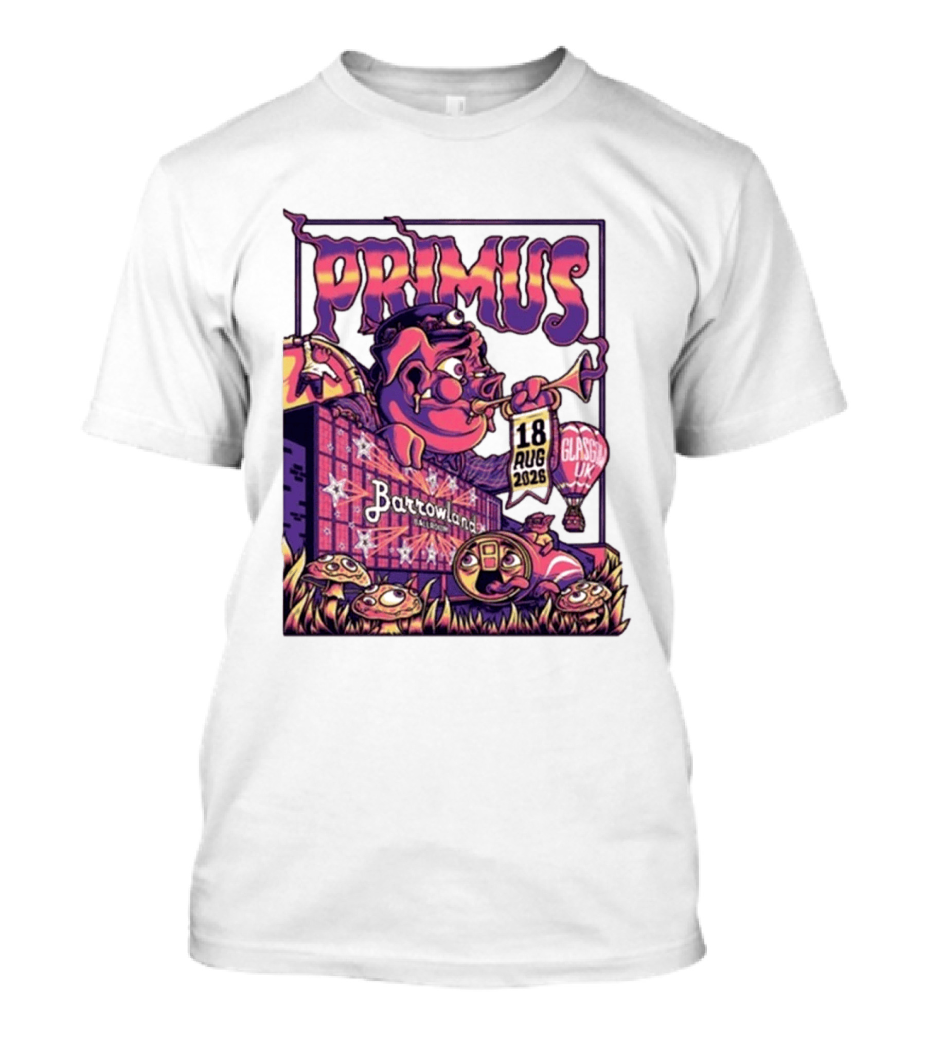 Barrowland Ballroom Primus Concert August 18 2026 Glasgow UK Animated Music Event T-Shirt