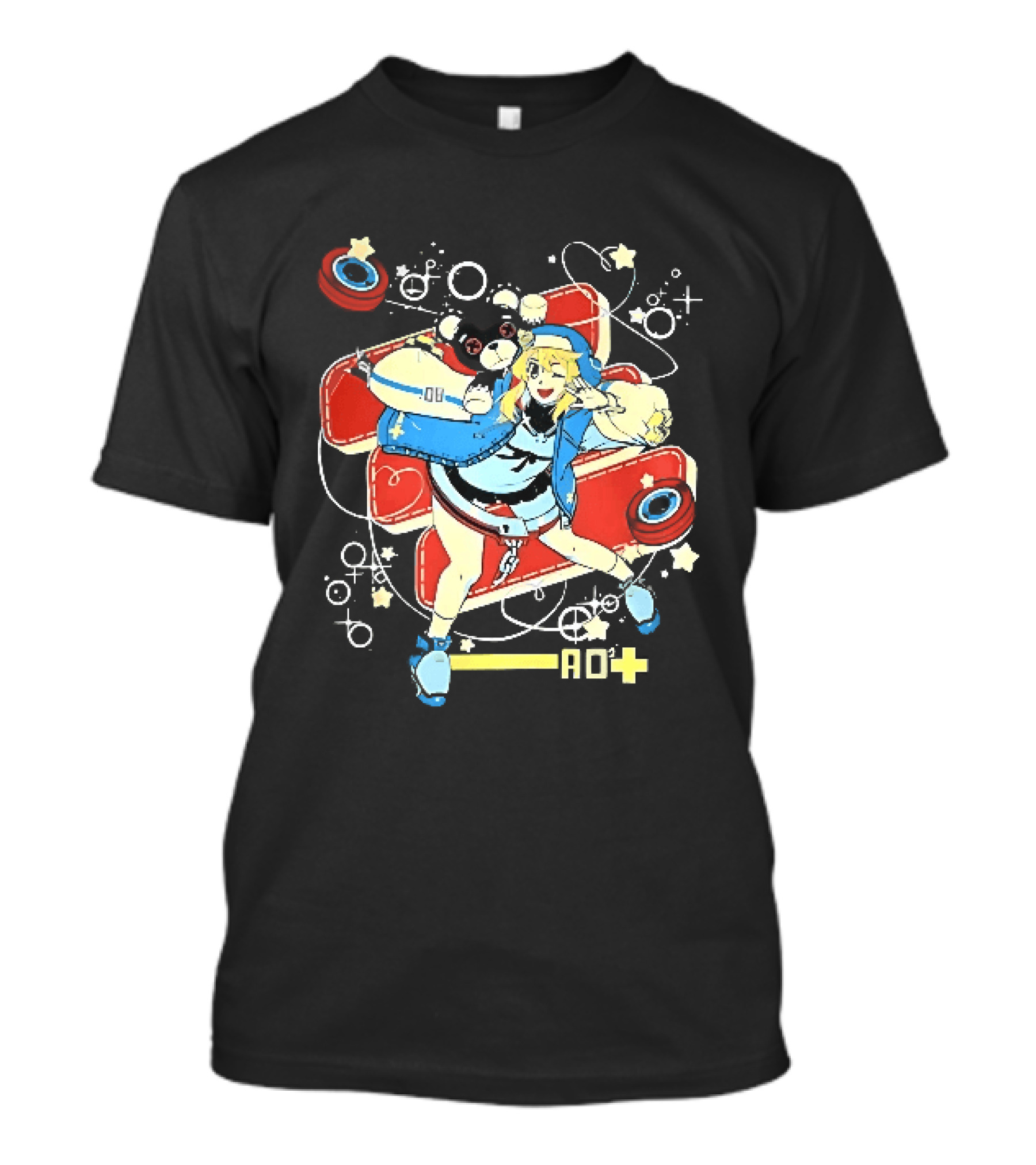 Ao2 Plus Anime Girl And Black Bear With Yoyo And Playful T-Shirt