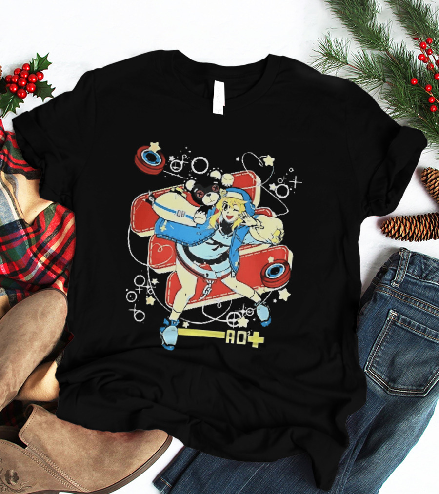 Ao2 Plus Anime Girl And Black Bear With Yoyo And Playful T-Shirt