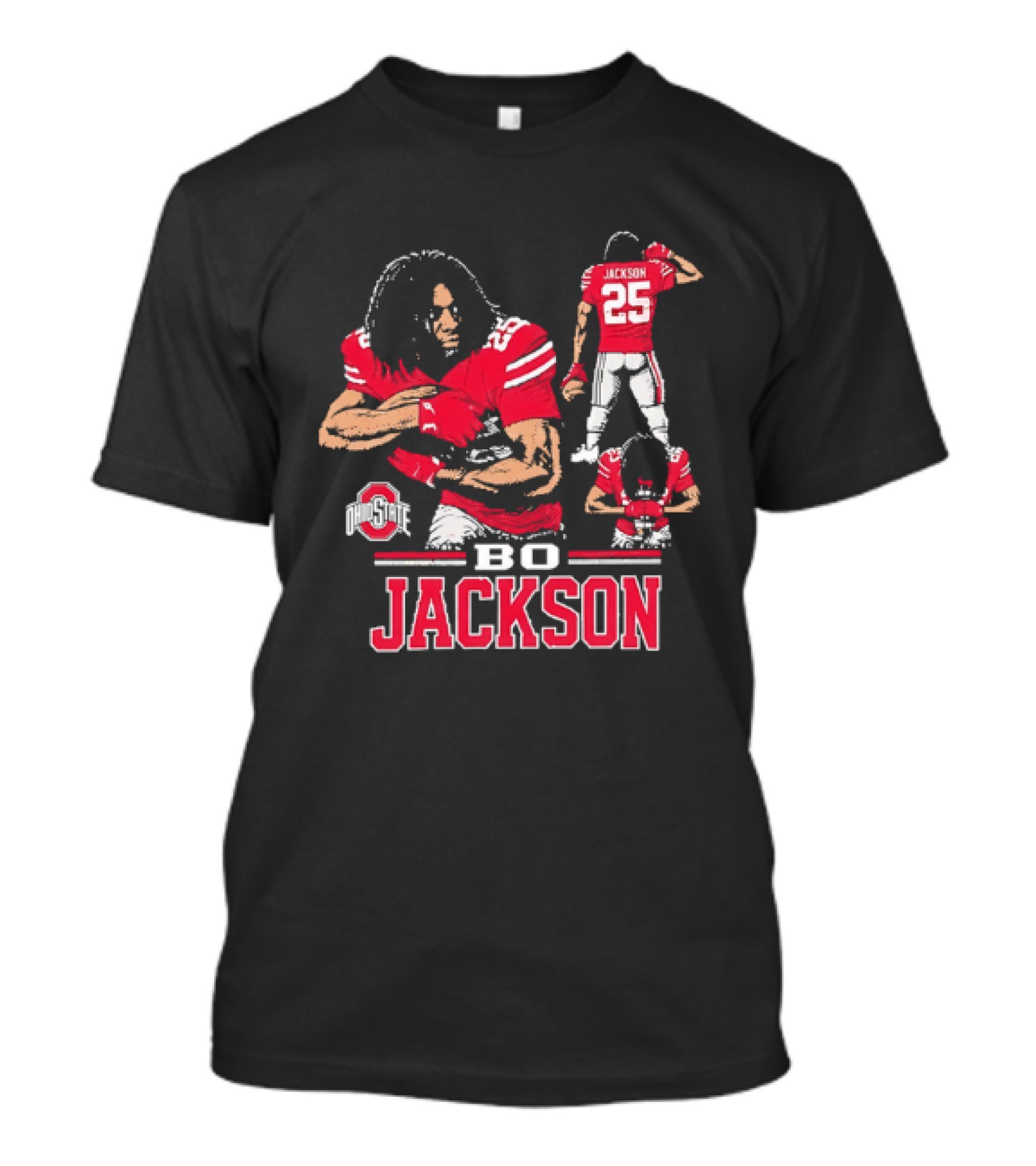Bo Jackson Ohio State Buckeyes Number 25 Collage Red Jersey T-Shirt