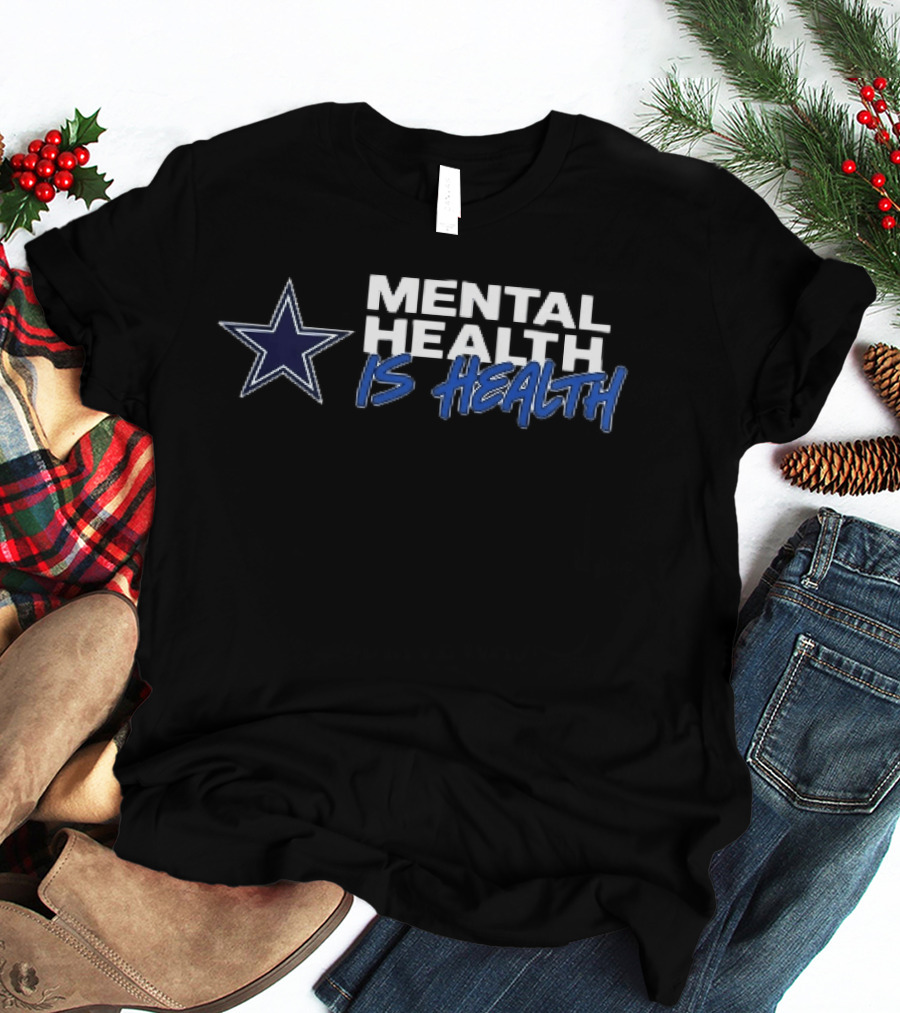 Dallas Cowboys Mental Health Is Health Navy Blue Star T-Shirt