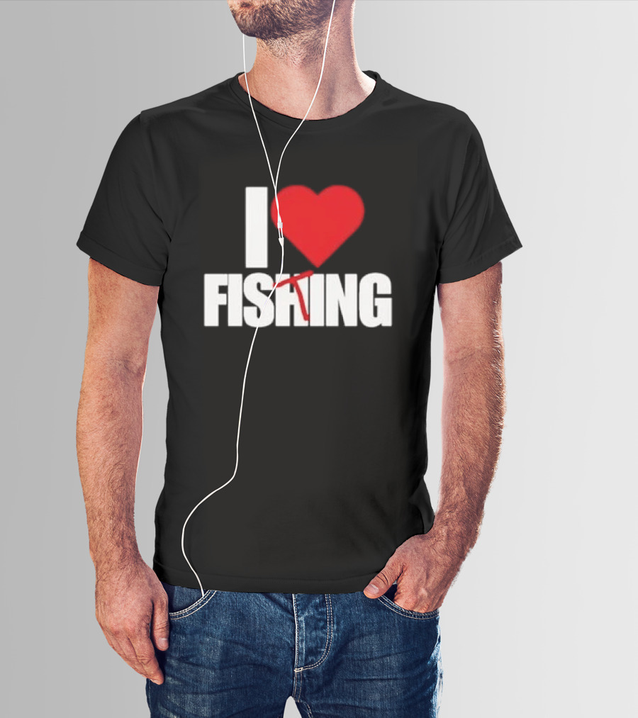 I Heart Fishing With Rod And Hook T-Shirt