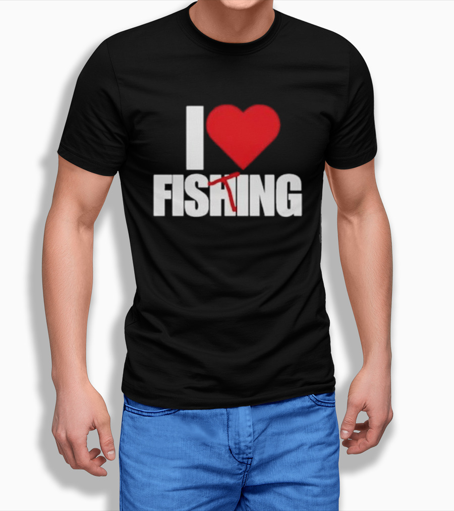 I Heart Fishing With Rod And Hook T-Shirt