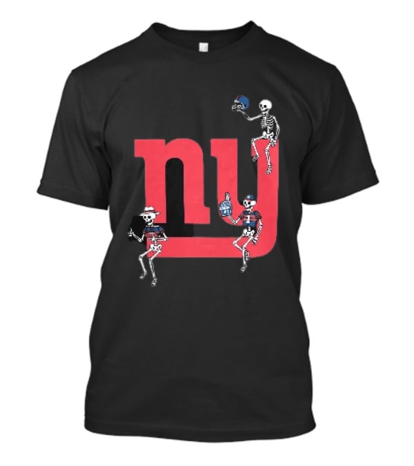 New York Giants Skeletons Dance With Football Helmets T-Shirt