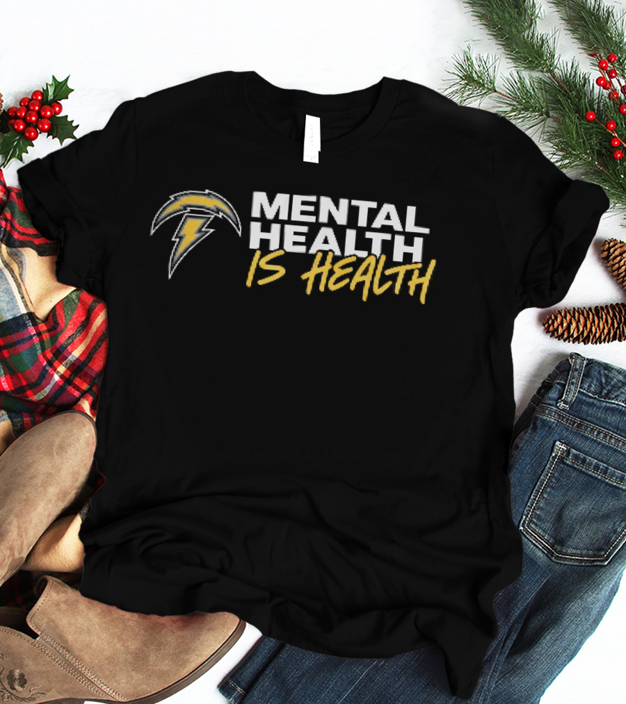 Los Angeles Chargers Mental Health Is Health Lightning Bolt T-Shirt