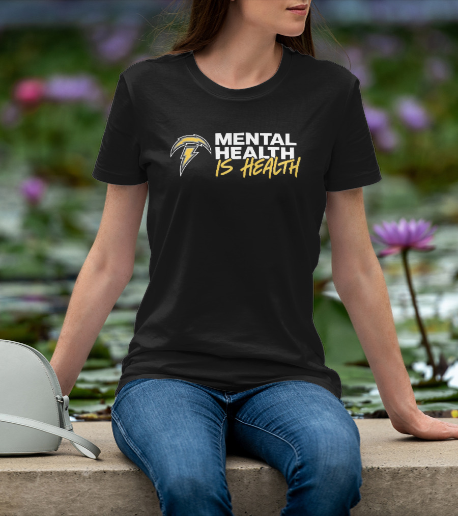 Los Angeles Chargers Mental Health Is Health Lightning Bolt T-Shirt