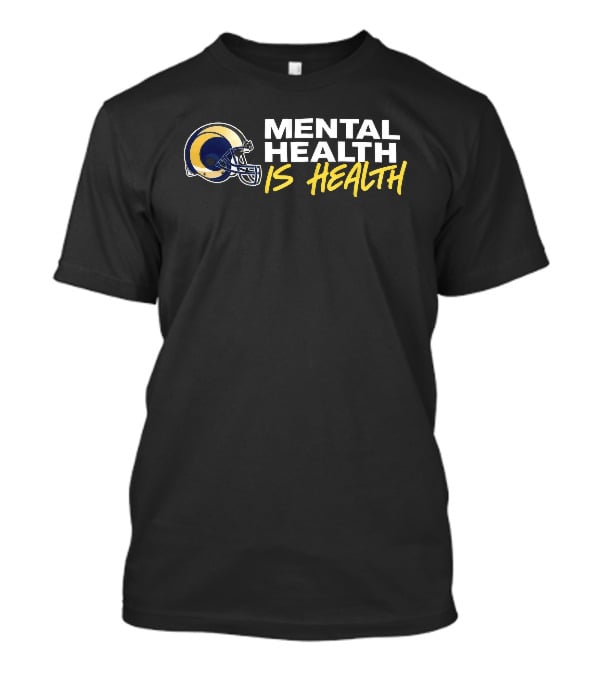 Los Angeles Rams Mental Health Is Health Gold Helmet Horn T-Shirt