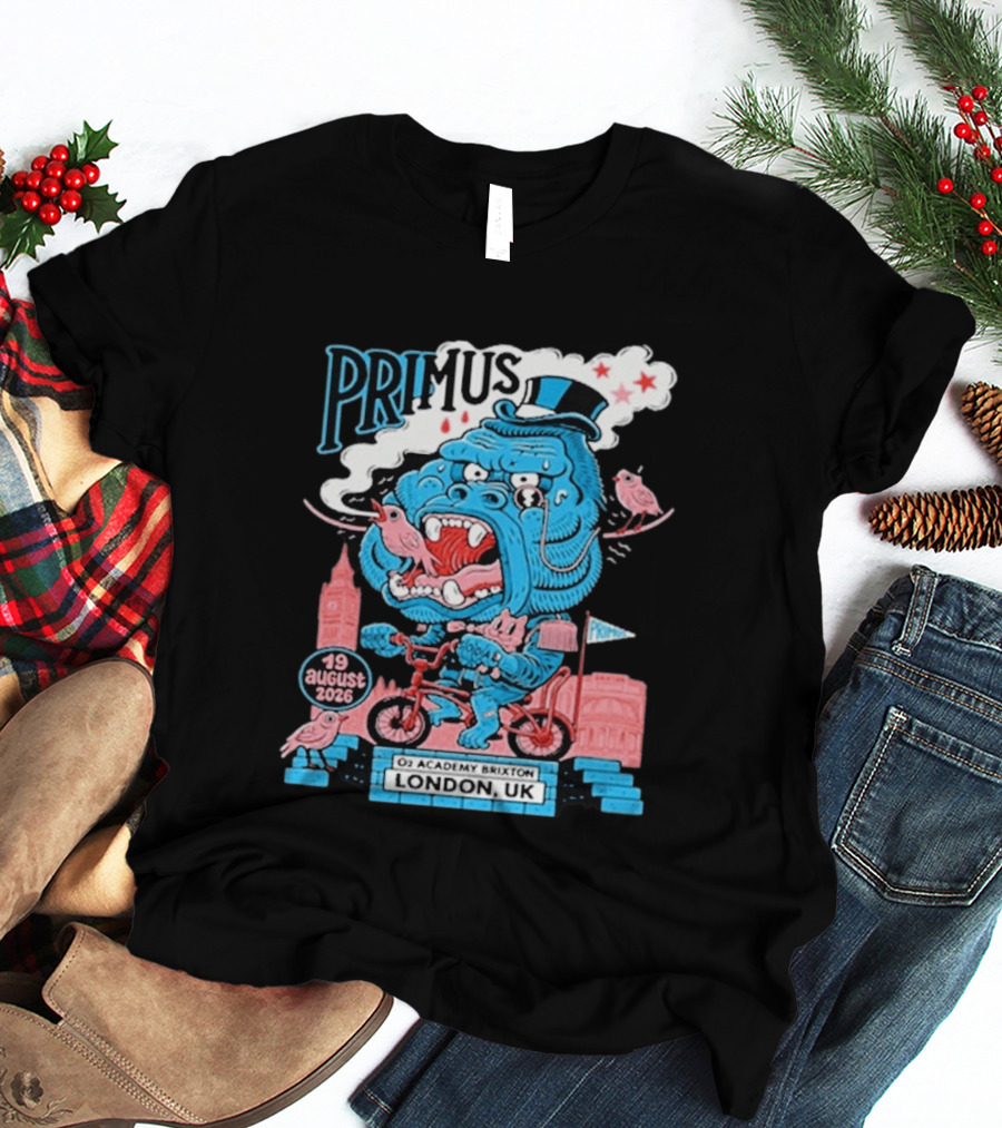 Primus 19 August 2026 O2 Academy Brixton London UK Blue Monster T-Shirt