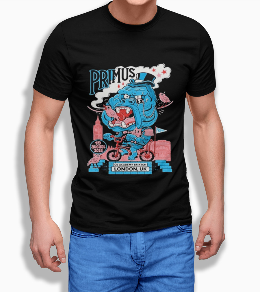 Primus 19 August 2026 O2 Academy Brixton London UK Blue Monster T-Shirt