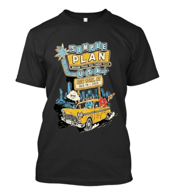 Simple Plan Bigger Than You Think Tour 2026 USA New York Event August 19 Capital One City Parks Foundation SummerStage Taxi T-Shirt