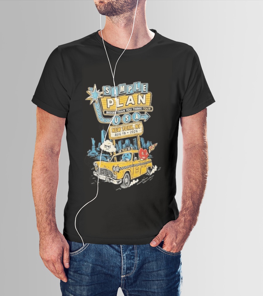 Simple Plan Bigger Than You Think Tour 2026 USA New York Event August 19 Capital One City Parks Foundation SummerStage Taxi T-Shirt