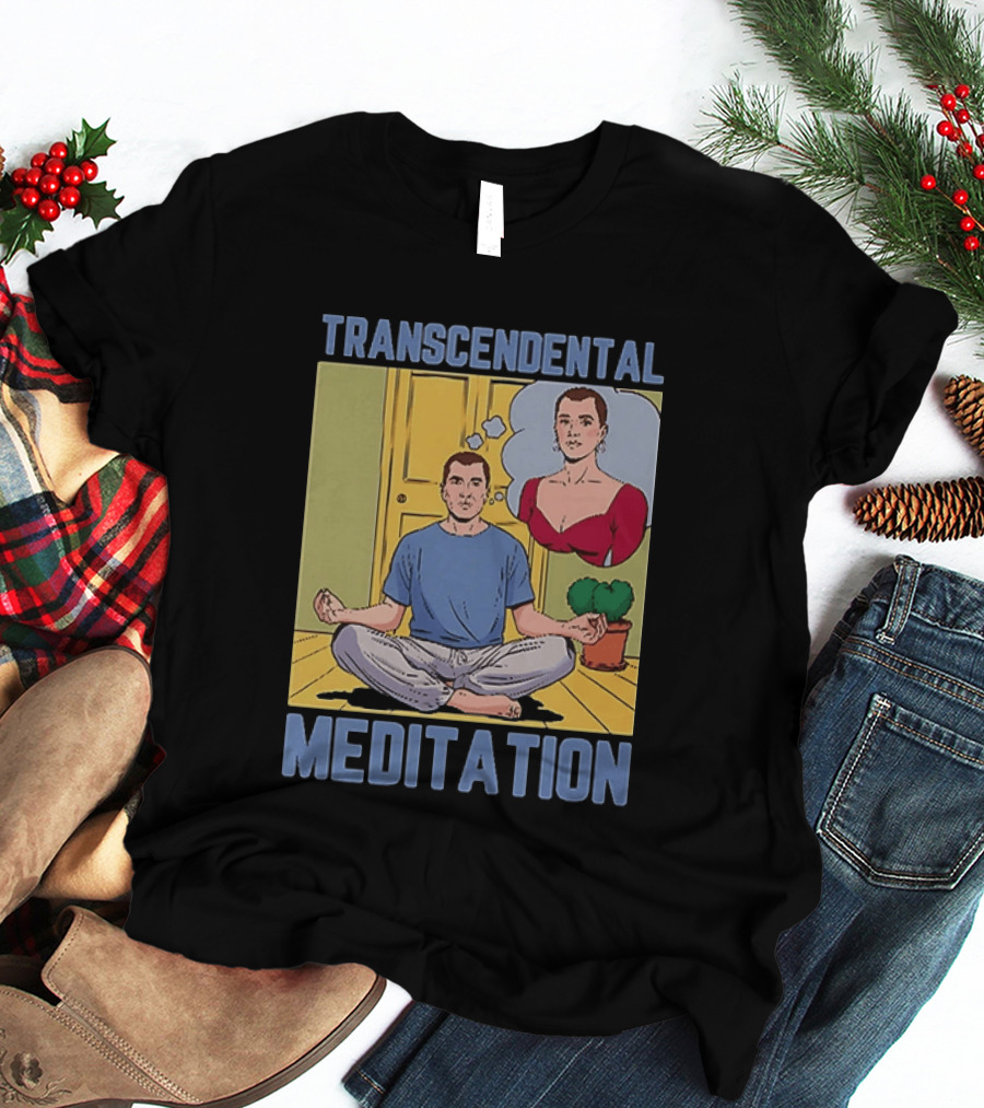 Transcendental Meditation Retro Comic Style Man Meditating Thought Bubble T-Shirt