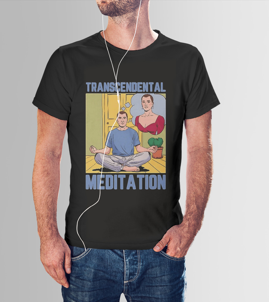 Transcendental Meditation Retro Comic Style Man Meditating Thought Bubble T-Shirt