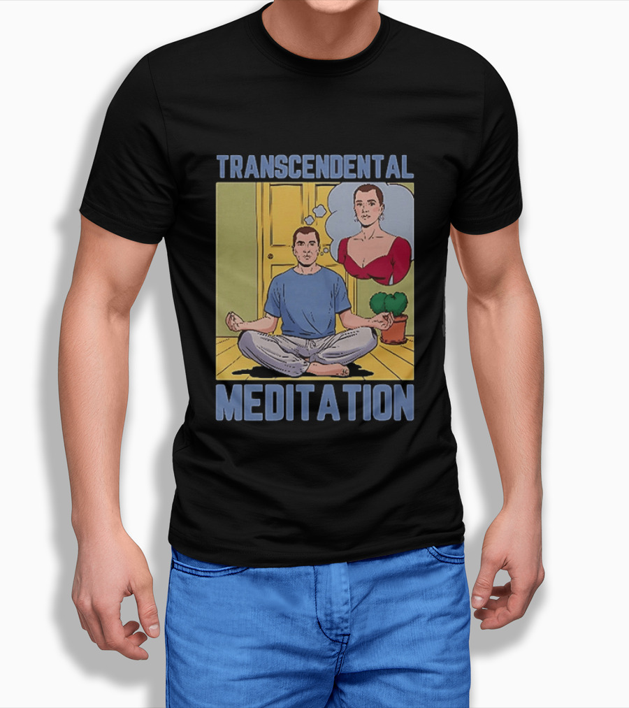 Transcendental Meditation Retro Comic Style Man Meditating Thought Bubble T-Shirt