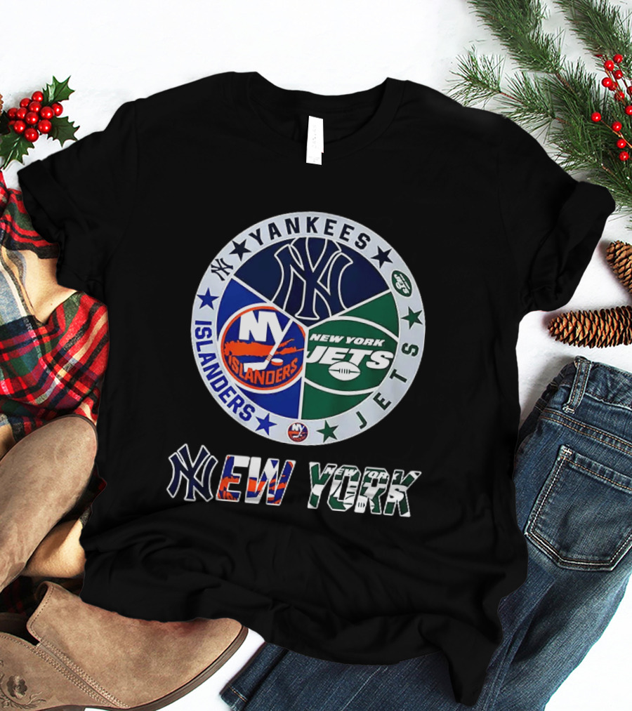 Yankees Islanders Jets New York Sports Teams Logos T-Shirt