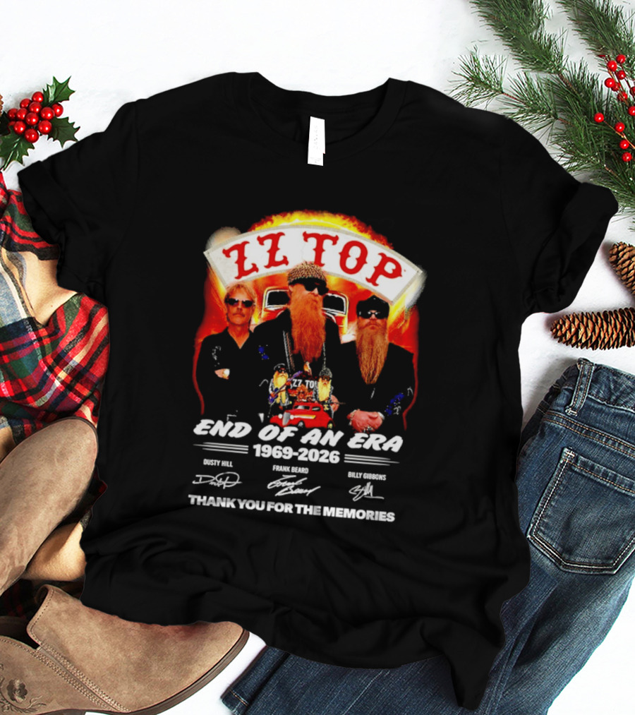 ZZ Top End Of An Era 1969 2026 Dusty Hill Frank Beard Billy Gibbons Thank You For The Memories T-Shirt