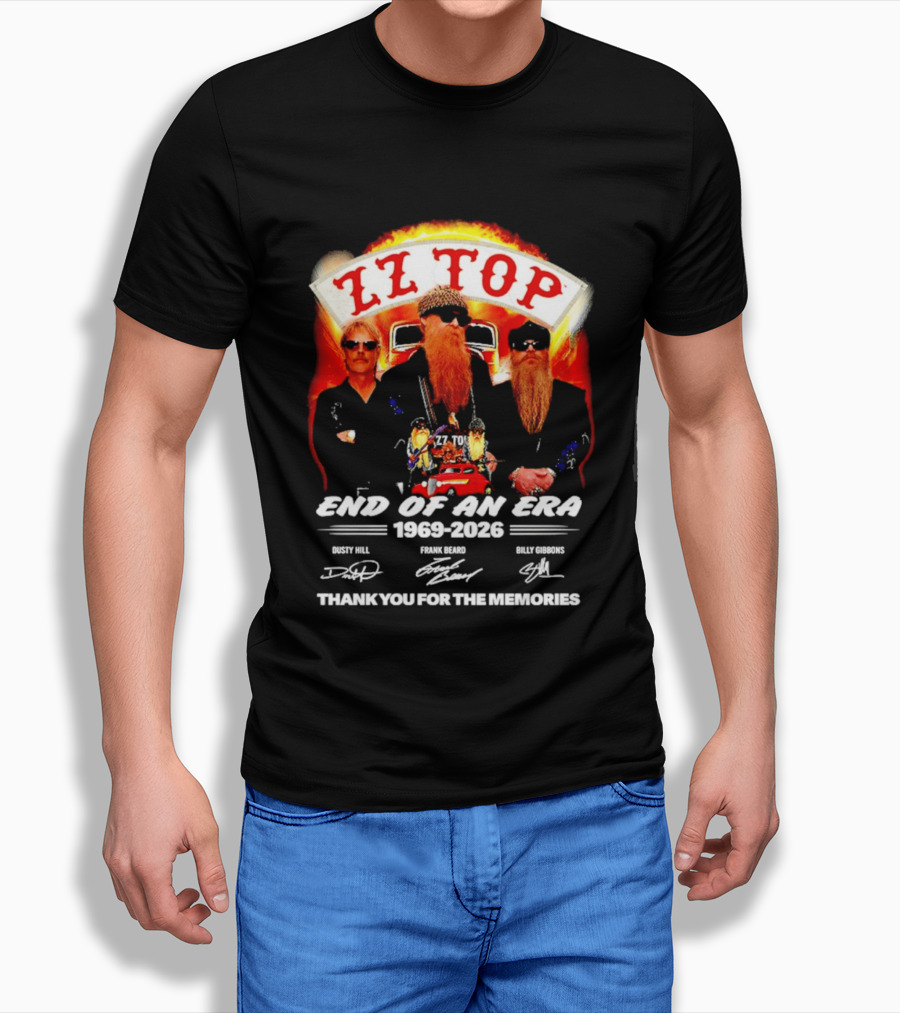 ZZ Top End Of An Era 1969 2026 Dusty Hill Frank Beard Billy Gibbons Thank You For The Memories T-Shirt