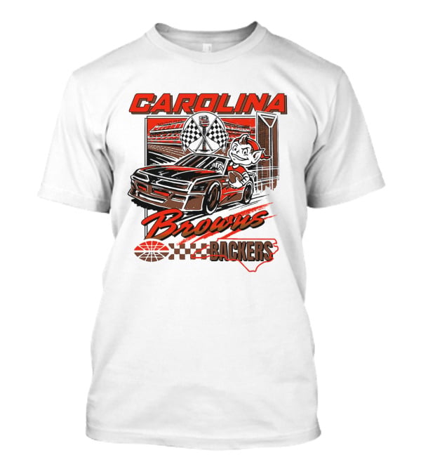 Carolina Browns Backers Racing Stadium Elf Car Checked Flag T-Shirt
